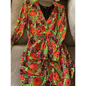 Zara Colorful Dress Women's Small Long Sleeve Bodycon Party Vacation